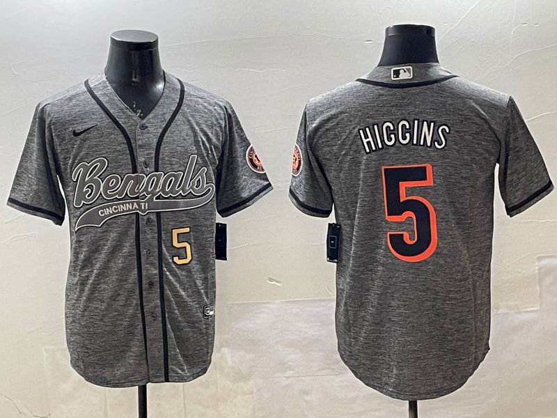 Men Cincinnati Bengals 5 Hiccins Grey Joint Name 2025 Nike Limited NFL Jersey style 6